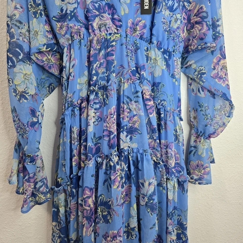 Steve Madden Sol Floral Print V Neck Long Sleeve Maxi Dress Size: S